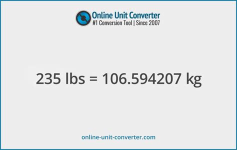 235 pounds|235 Pounds To Kilograms Converter 